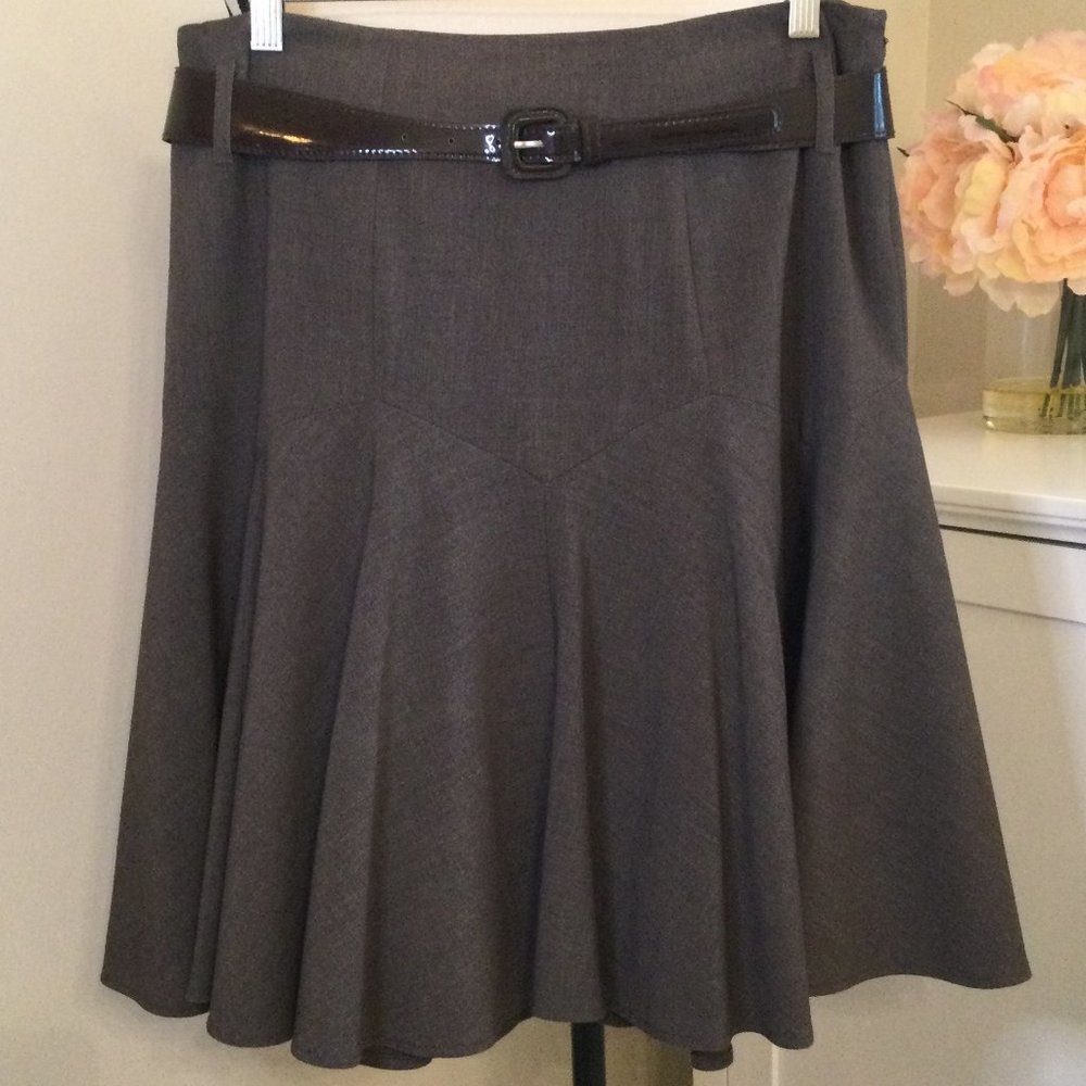 Chadwick’s, Heather Brown Pleated "Skater" Style Skirt with Belt, Size 10P